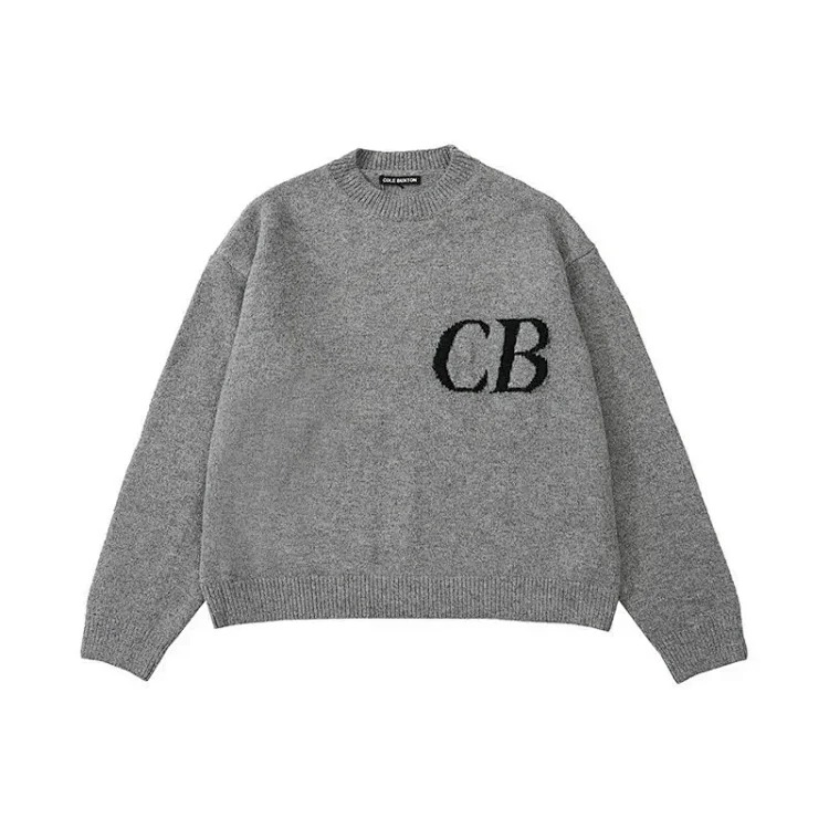 Letter jacquard loose knitted sweater for men and women