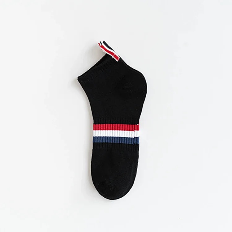 TB mid-calf cotton striped four-stripe black and gray socks