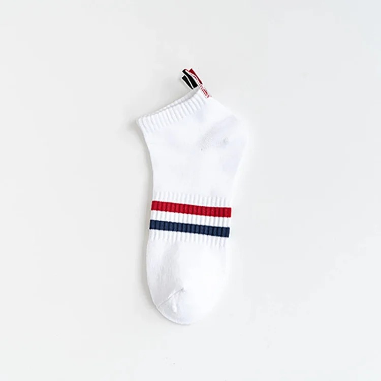 TB mid-calf cotton striped four-stripe black and gray socks