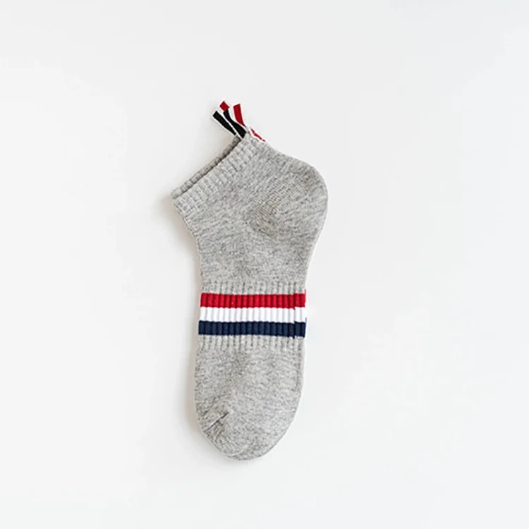 TB mid-calf cotton striped four-stripe black and gray socks