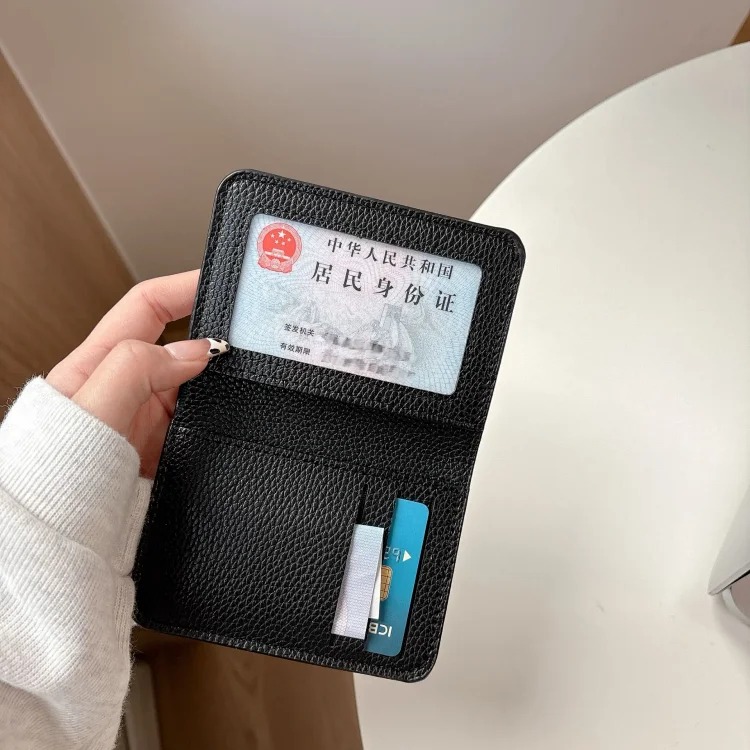 Small card holder for men, genuine leather mini compact card holder with multiple card slots, simple cowhide card holder, ID card holder