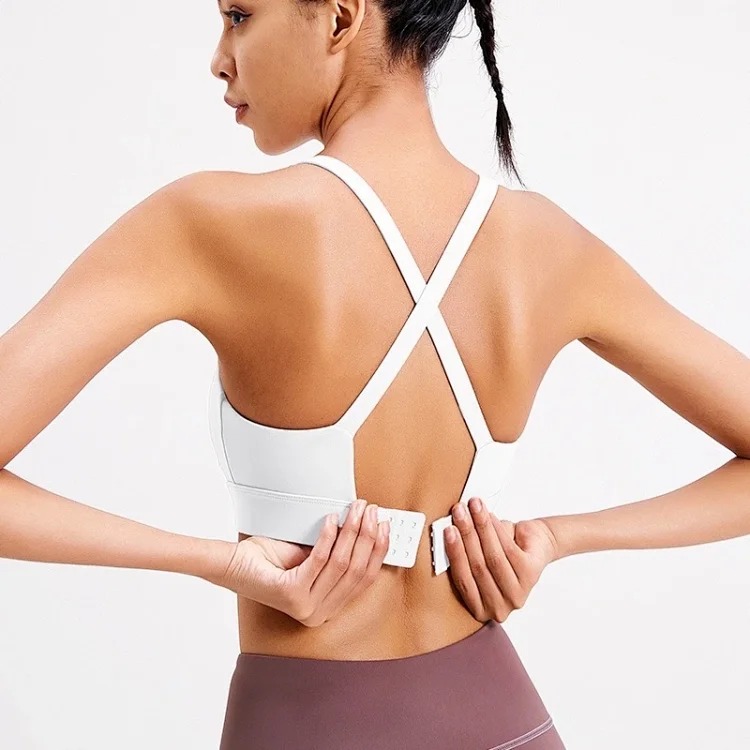 Alo yoga women's yoga fitness vest fixed cup European and American cross back shockproof bra buckle sports bra