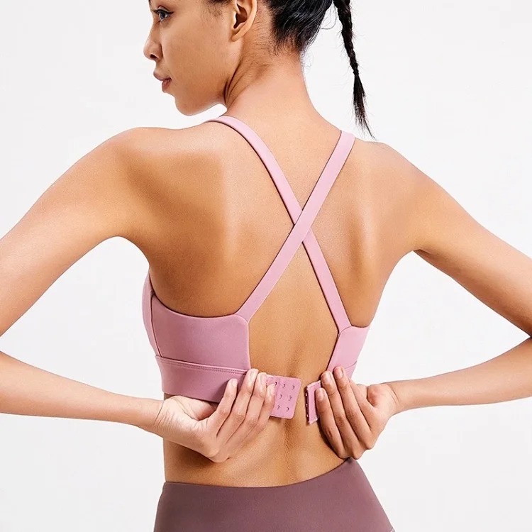 Alo yoga women's yoga fitness vest fixed cup European and American cross back shockproof bra buckle sports bra