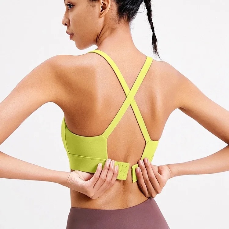 Alo yoga women's yoga fitness vest fixed cup European and American cross back shockproof bra buckle sports bra