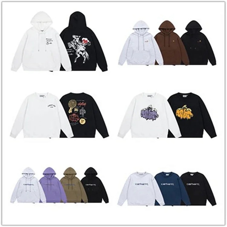 Carhartt WIP solid color hooded couple terry sweatshirt for men and women, spring and autumn trendy loose jacket