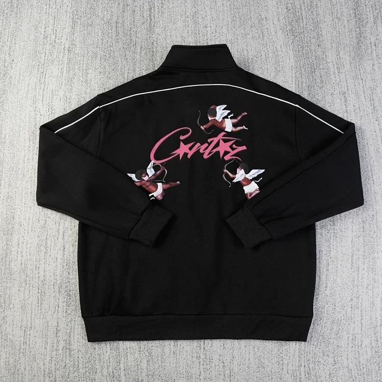 CORTEIZ Jacket Stand Collar Velvet Suit Zipper High Street Men's and Women's Casual Pants