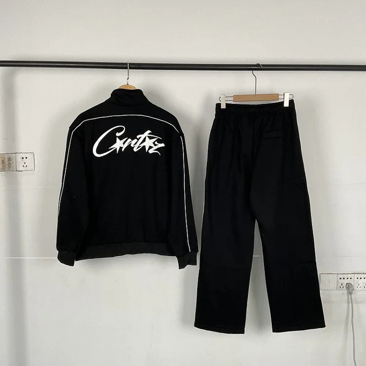 CORTEIZ Jacket Stand Collar Velvet Suit Zipper High Street Men's and Women's Casual Pants