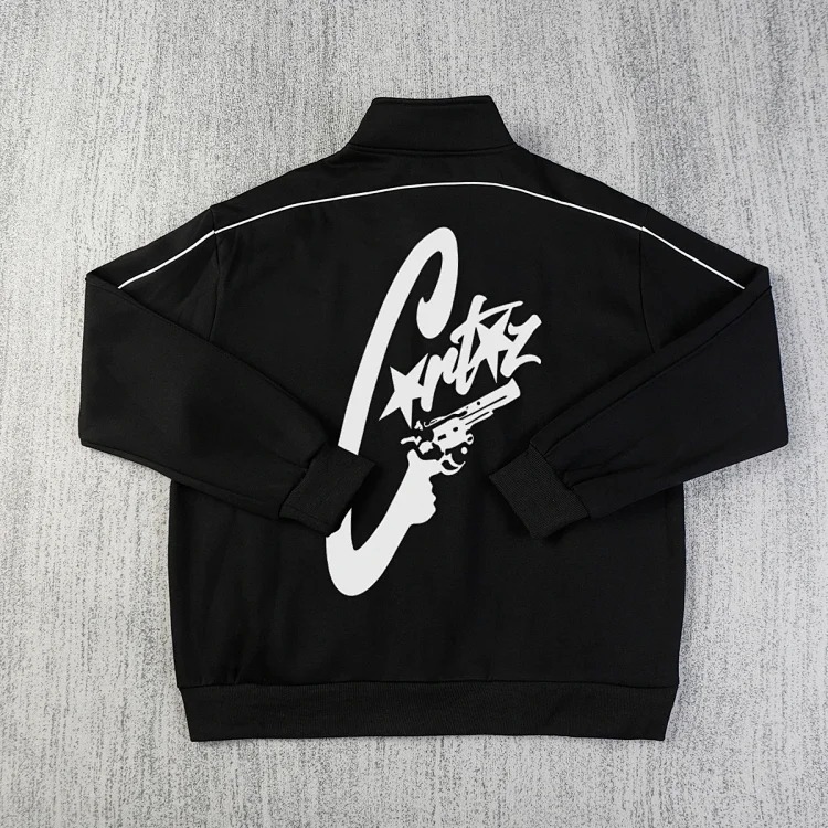 CORTEIZ Jacket Stand Collar Velvet Suit Zipper High Street Men's and Women's Casual Pants