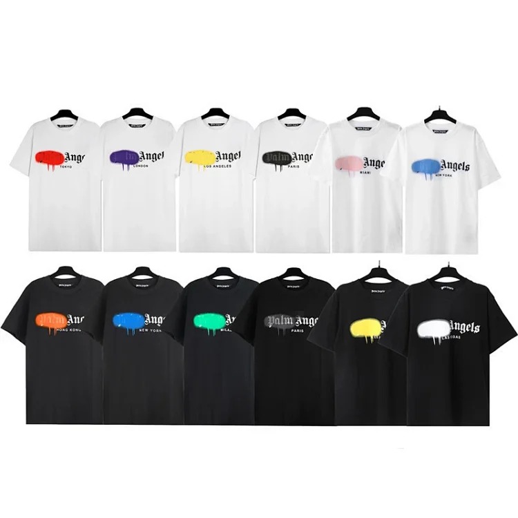 Palm angels round neck men's t-shirt loose couple short sleeve