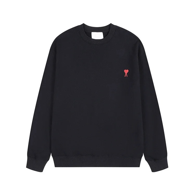 Ami sweatshirt autumn and winter small love embroidered round neck sweatshirt loose casual tops for men and women
