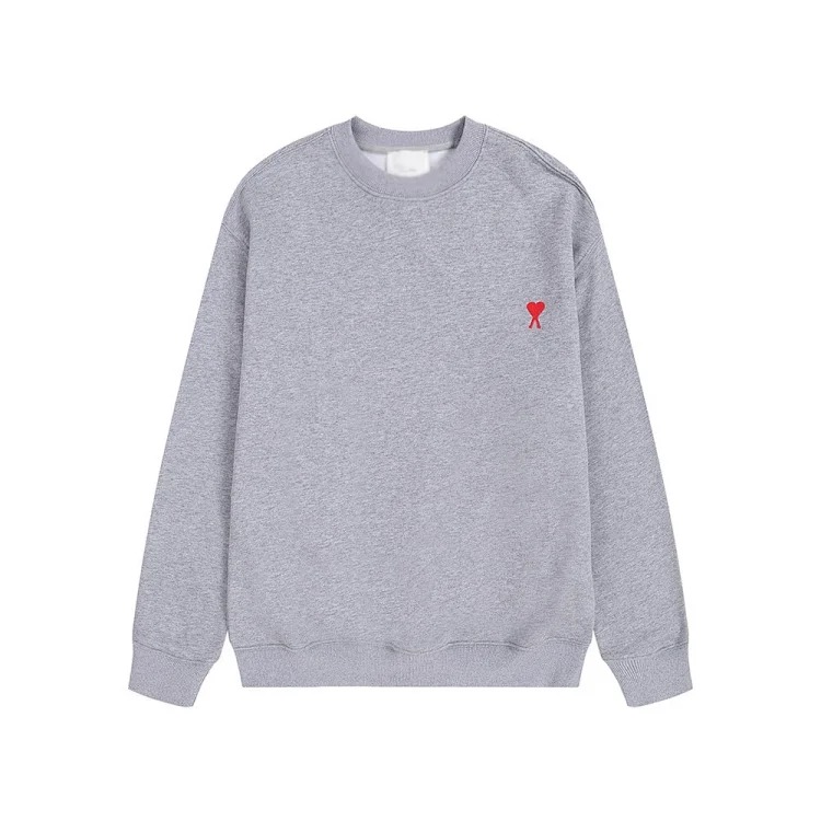 Ami sweatshirt autumn and winter small love embroidered round neck sweatshirt loose casual tops for men and women