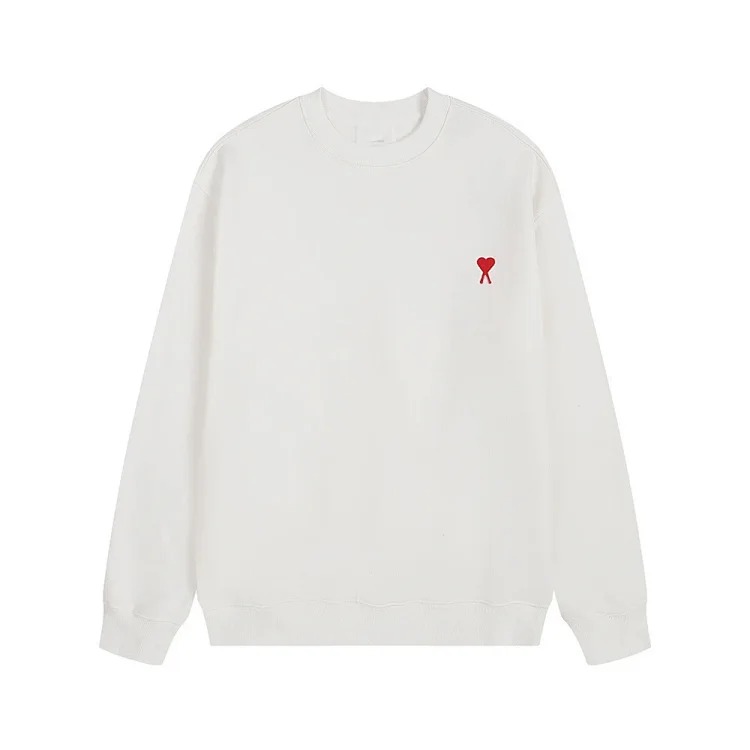 Ami sweatshirt autumn and winter small love embroidered round neck sweatshirt loose casual tops for men and women