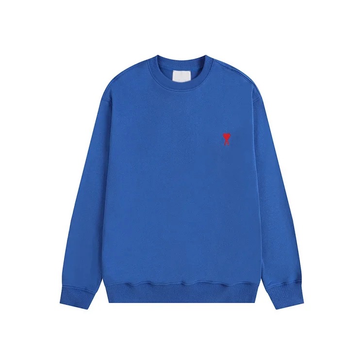 Ami sweatshirt autumn and winter small love embroidered round neck sweatshirt loose casual tops for men and women