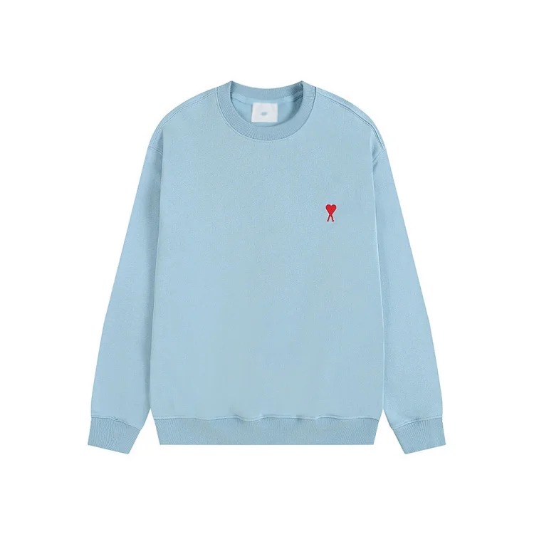 Ami sweatshirt autumn and winter small love embroidered round neck sweatshirt loose casual tops for men and women