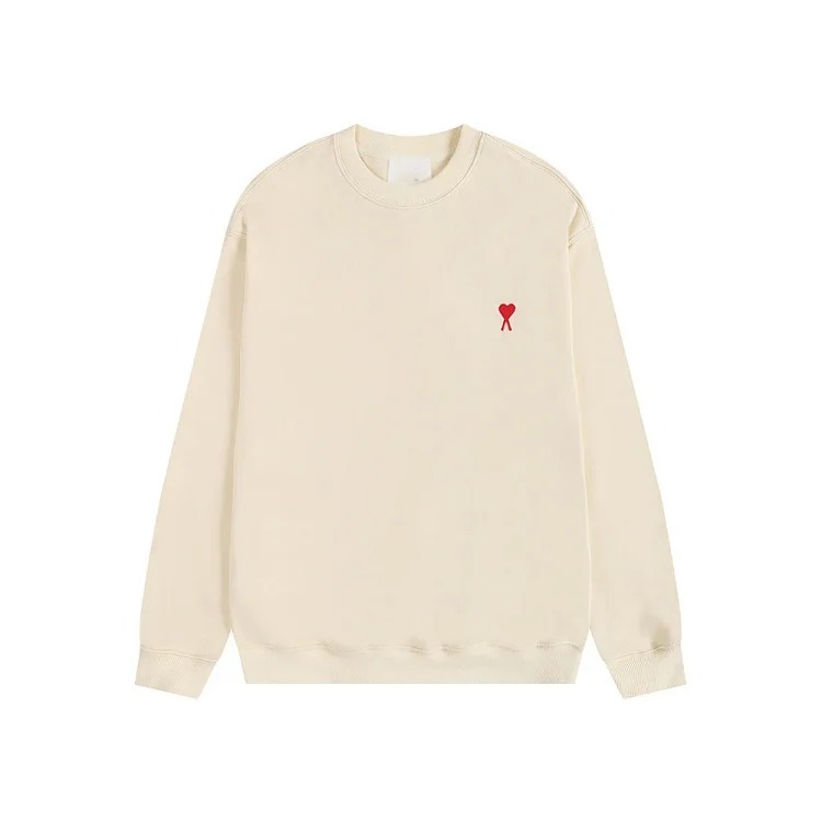 Ami sweatshirt autumn and winter small love embroidered round neck sweatshirt loose casual tops for men and women