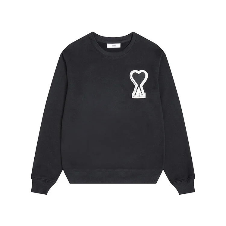 Ami sweatshirt autumn and winter small love embroidered round neck sweatshirt loose casual tops for men and women