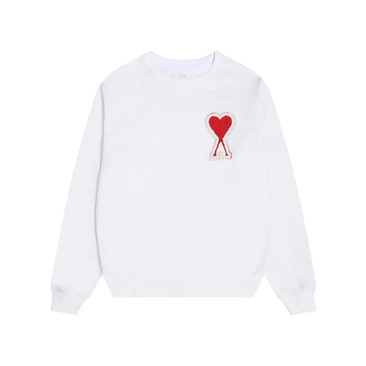 Ami sweatshirt autumn and winter small love embroidered round neck sweatshirt loose casual tops for men and women