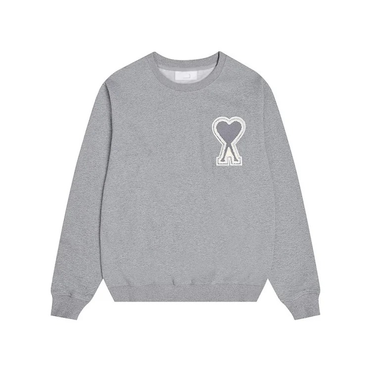 Ami sweatshirt autumn and winter small love embroidered round neck sweatshirt loose casual tops for men and women