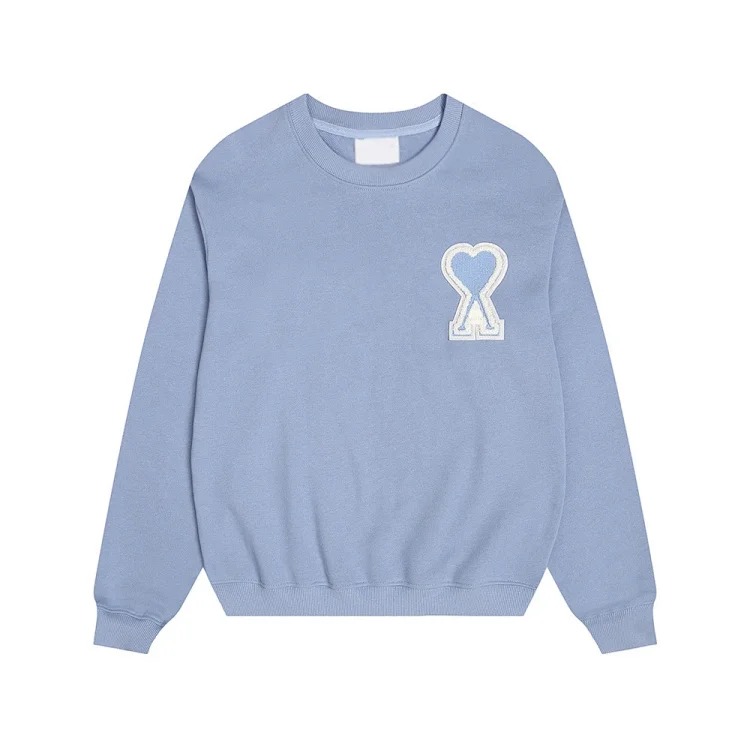 Ami sweatshirt autumn and winter small love embroidered round neck sweatshirt loose casual tops for men and women