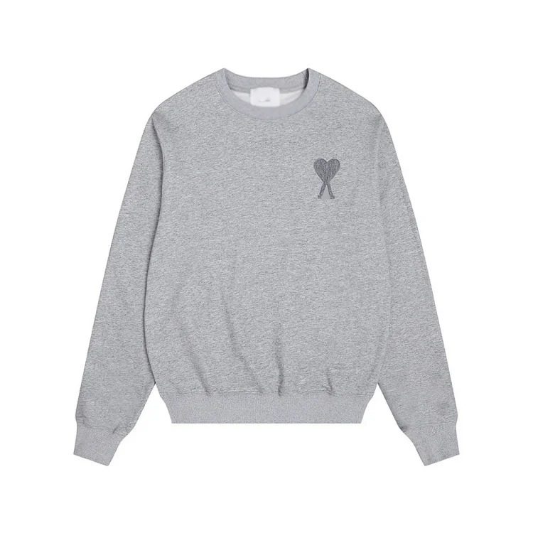 Ami sweatshirt autumn and winter small love embroidered round neck sweatshirt loose casual tops for men and women