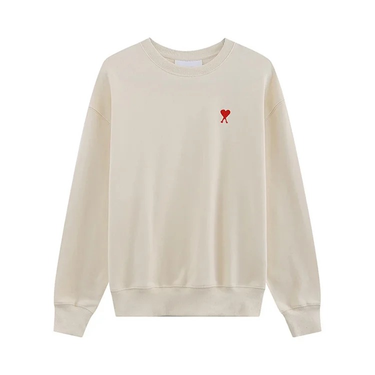 Ami sweatshirt autumn and winter small love embroidered round neck sweatshirt loose casual tops for men and women