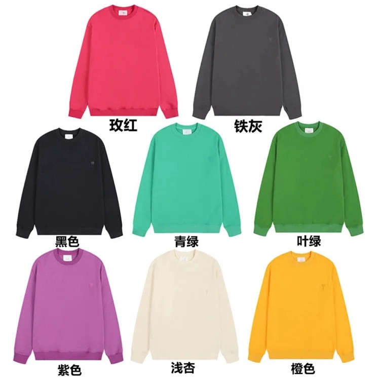 Ami sweatshirt autumn and winter small love embroidered round neck sweatshirt loose casual tops for men and women
