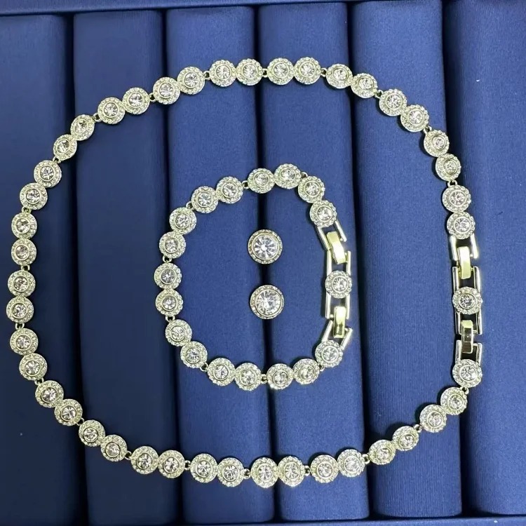 Top lead free 1:1 Swarovski Button Full Diamond Necklace Bracelet image 4