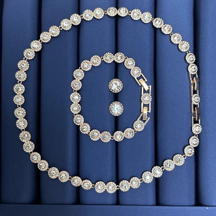 Top lead free 1:1 Swarovski Button Full Diamond Necklace Bracelet image 6