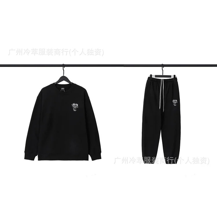 Spot European and American S letter co-branded series embroidery loose simple terry suit