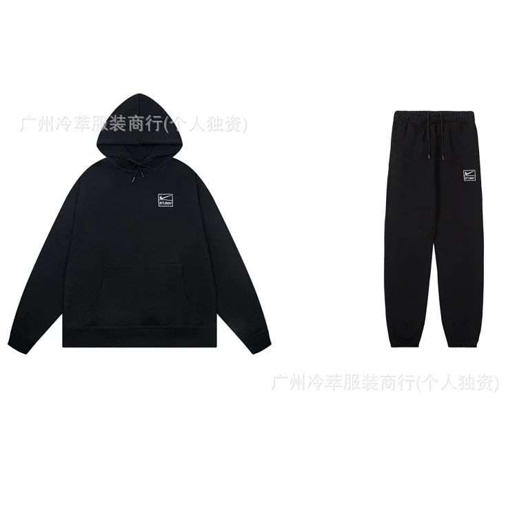 Spot European and American S letter co-branded series embroidery loose simple terry suit