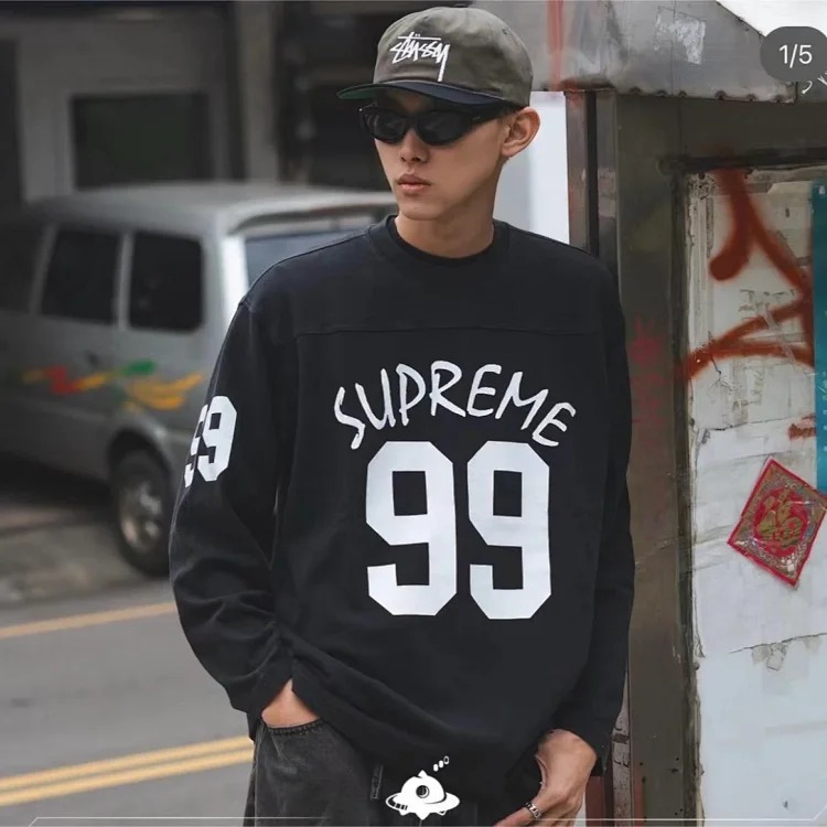 Sup number 99 printed loose long-sleeved round neck T-shirt wasteland style hot style ins trend