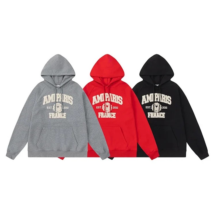 Aml hooded sweatshirt loose pullover sports and leisure hat fir men and women letters the same style casual