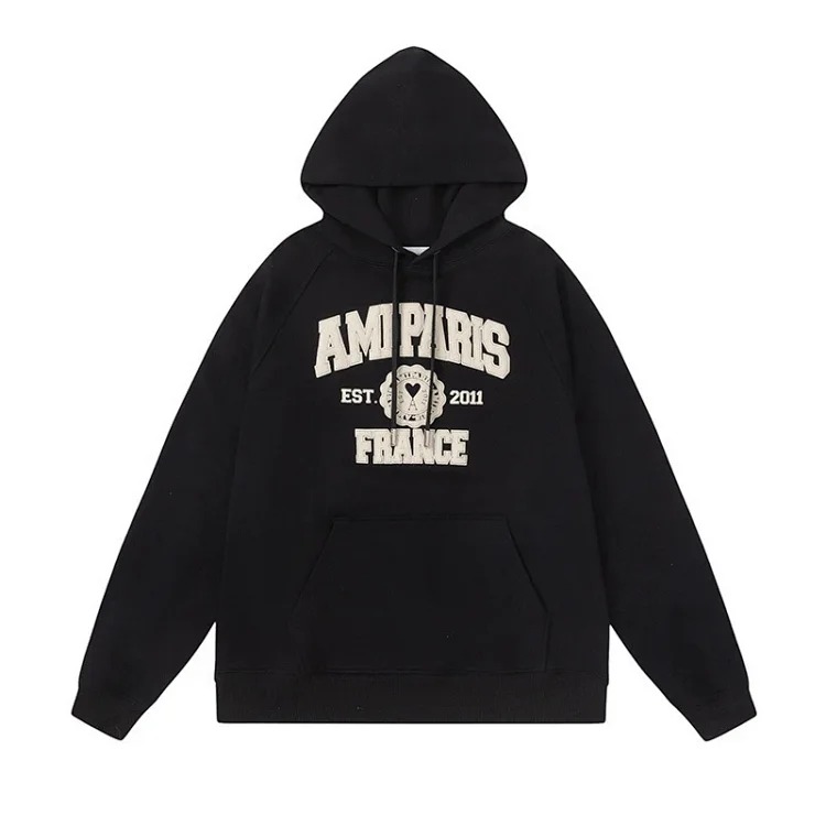 Aml hooded sweatshirt loose pullover sports and leisure hat fir men and women letters the same style casual