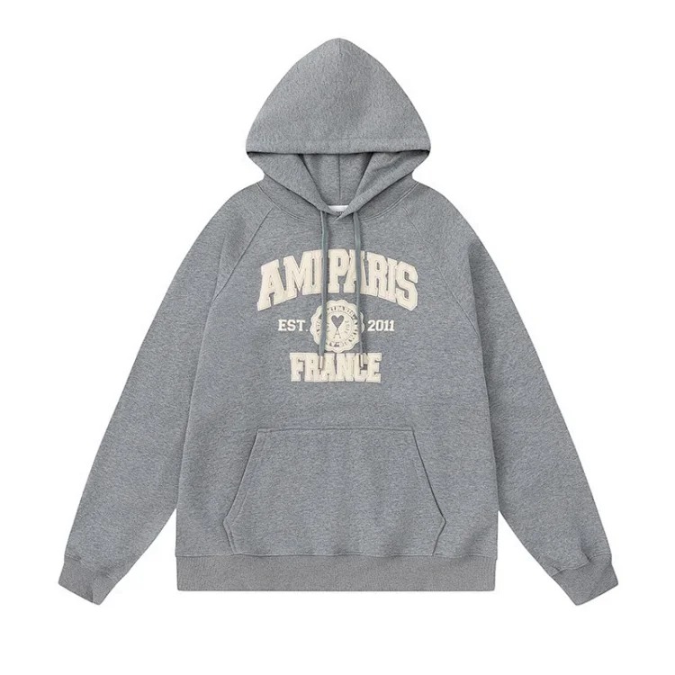 Aml hooded sweatshirt loose pullover sports and leisure hat fir men and women letters the same style casual