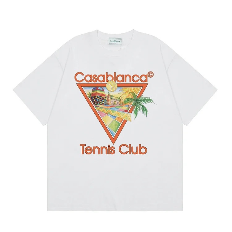 Casablanca Tennis Club mens and womens loose short-sleeved T-shirt(pic35) Casablanca Tennis Club men's and women's loose short-sleeved T-shirt