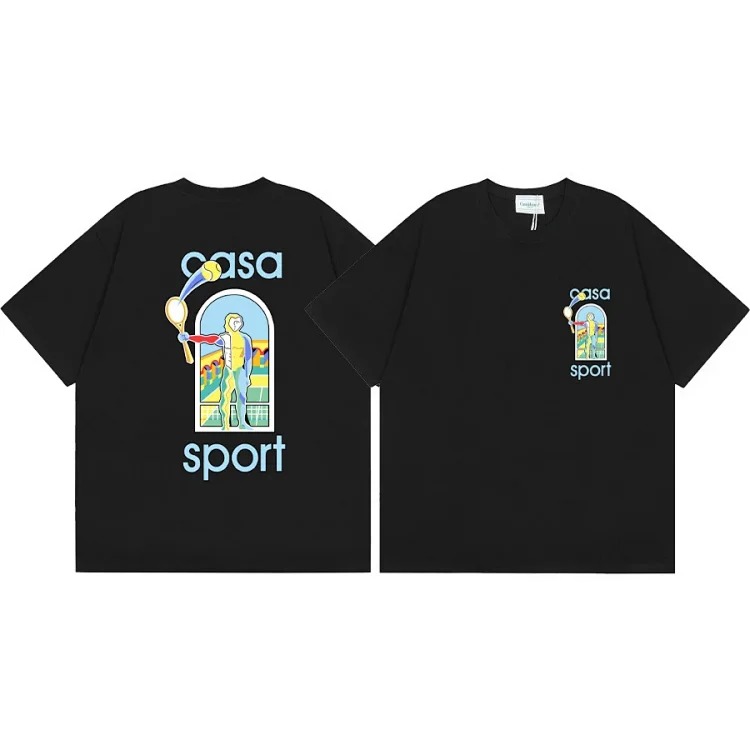 Casablanca Tennis Club mens and womens loose short-sleeved T-shirt(pic36) Casablanca Tennis Club men's and women's loose short-sleeved T-shirt