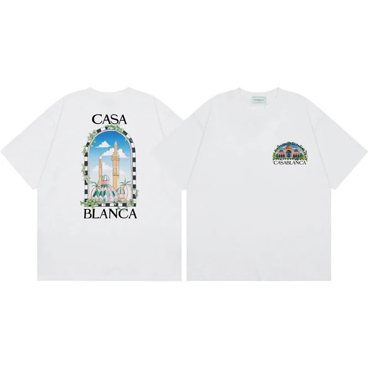 Casablanca Tennis Club mens and womens loose short-sleeved T-shirt(pic41) Casablanca Tennis Club men's and women's loose short-sleeved T-shirt