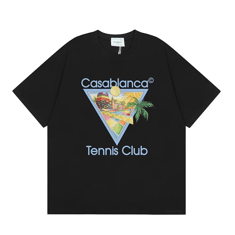 Casablanca Tennis Club mens and womens loose short-sleeved T-shirt(pic6) Casablanca Tennis Club men's and women's loose short-sleeved T-shirt