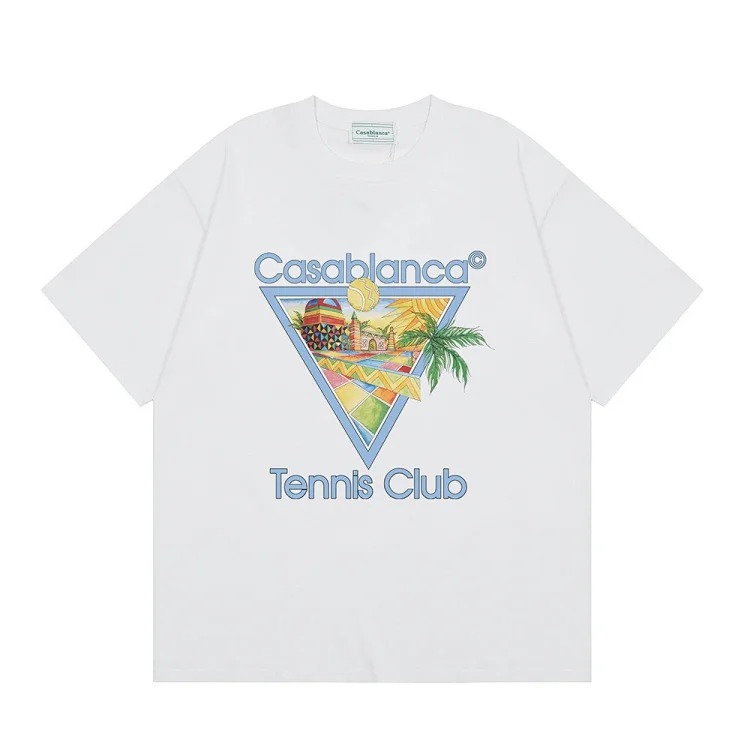 Casablanca Tennis Club mens and womens loose short-sleeved T-shirt(pic7) Casablanca Tennis Club men's and women's loose short-sleeved T-shirt