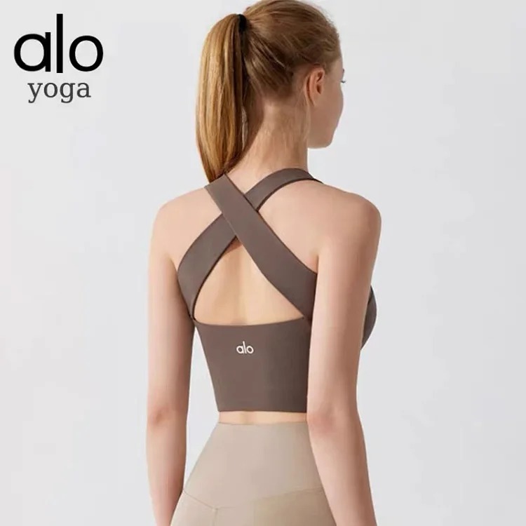 Alo yoga yoga running high-intensity bra shock-proof women's sports elastic vest cross beautiful back running fitness wear