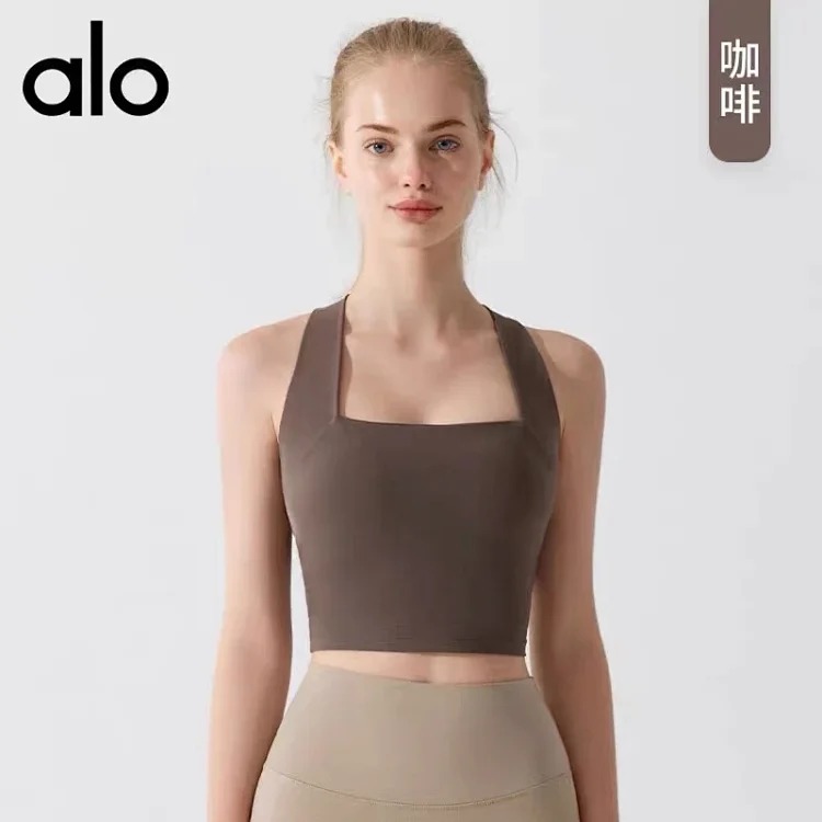 Alo yoga yoga running high-intensity bra shock-proof women's sports elastic vest cross beautiful back running fitness wear