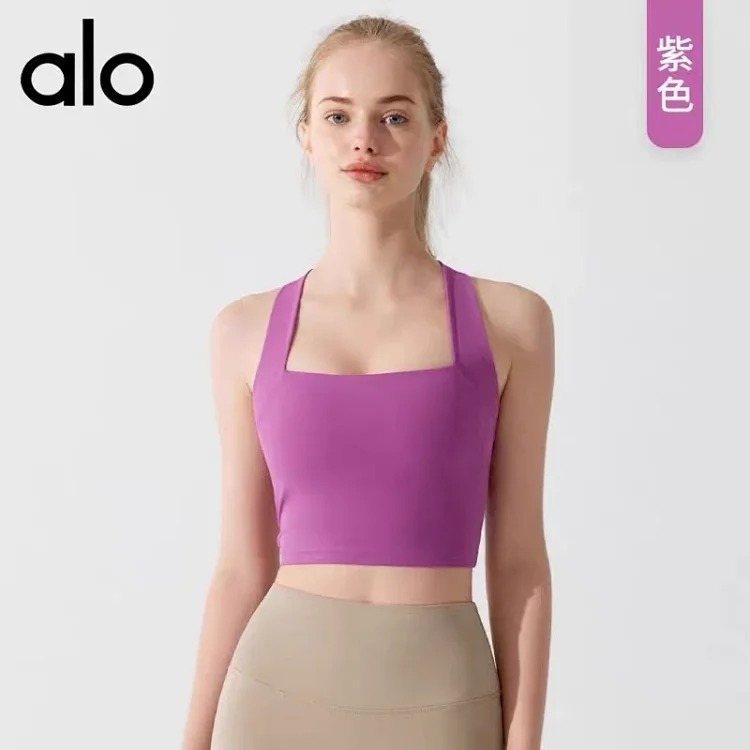 Alo yoga yoga running high-intensity bra shock-proof women's sports elastic vest cross beautiful back running fitness wear