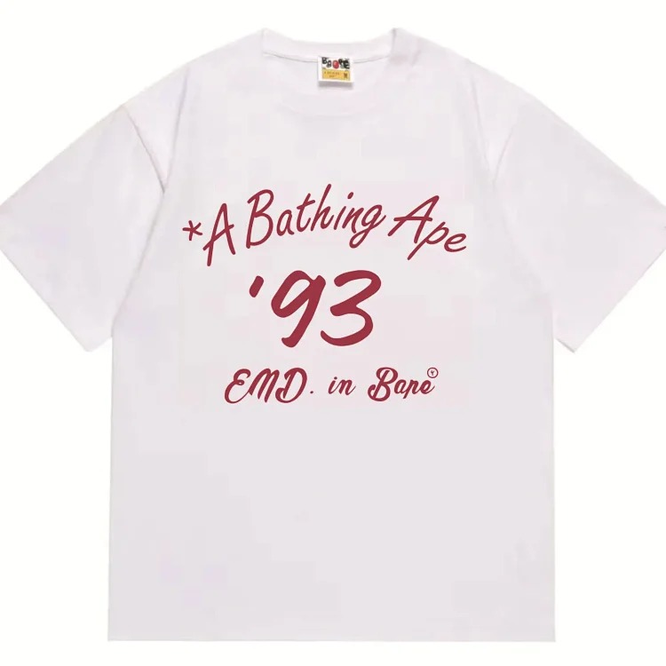 BAPE Varsity men's and women's couple's large size loose pullover short-sleeved T-shirt for teenagers image 4