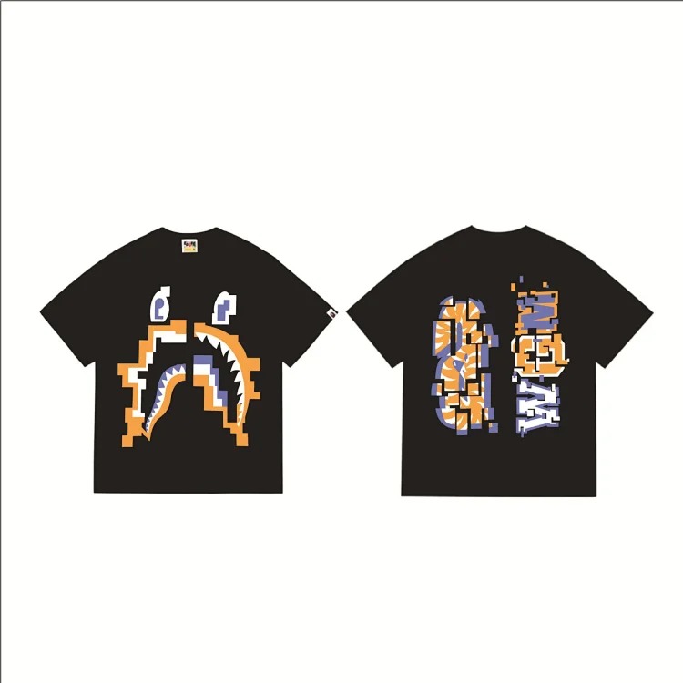 BAPE Varsity men's and women's couple's large size loose pullover short-sleeved T-shirt for teenagers image 5