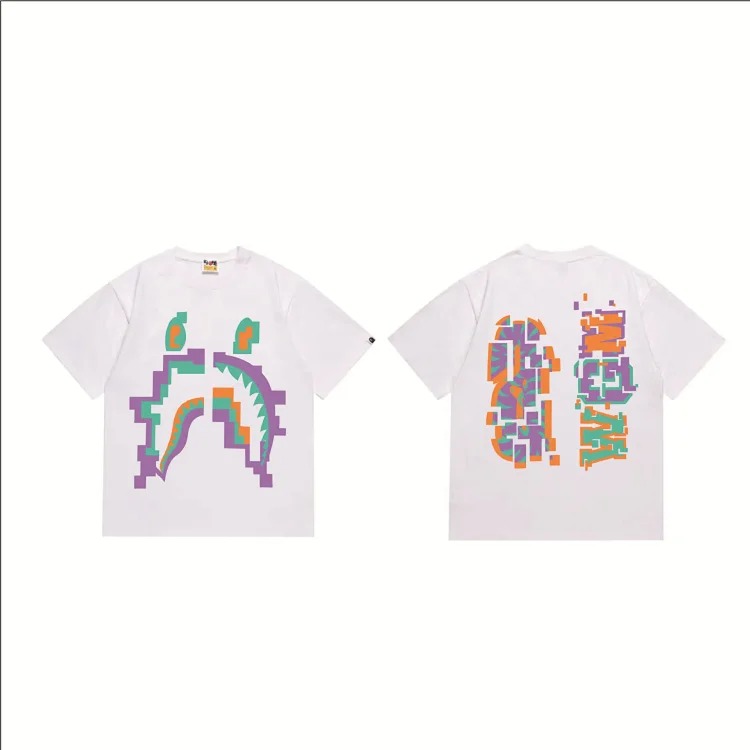BAPE Varsity men's and women's couple's large size loose pullover short-sleeved T-shirt for teenagers image 6