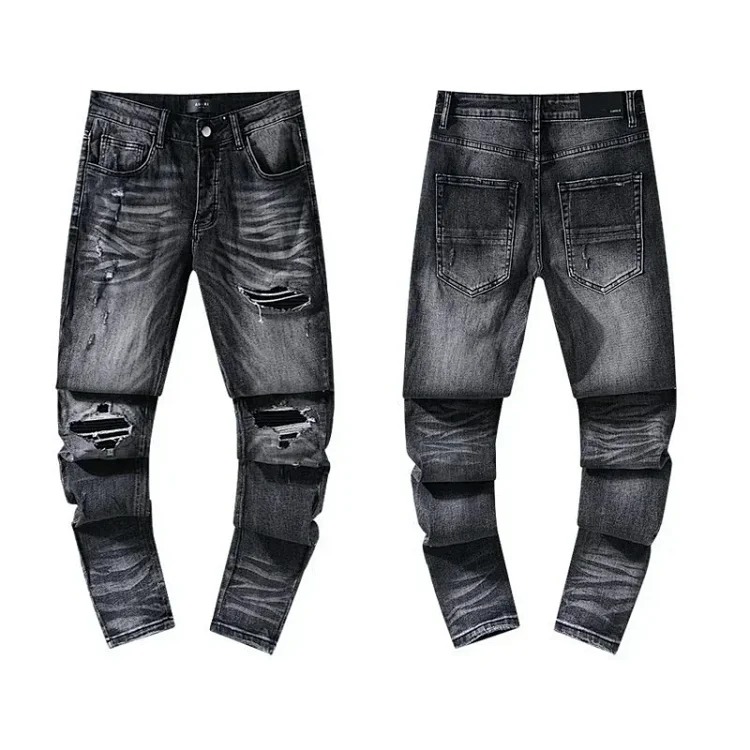 Cross-border European and American jeans retro ripped and handsome American style L-001
