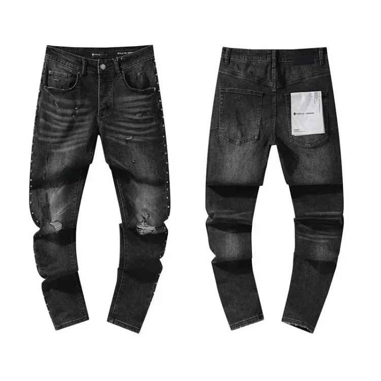 Cross-border European and American jeans retro ripped and handsome American style L-001