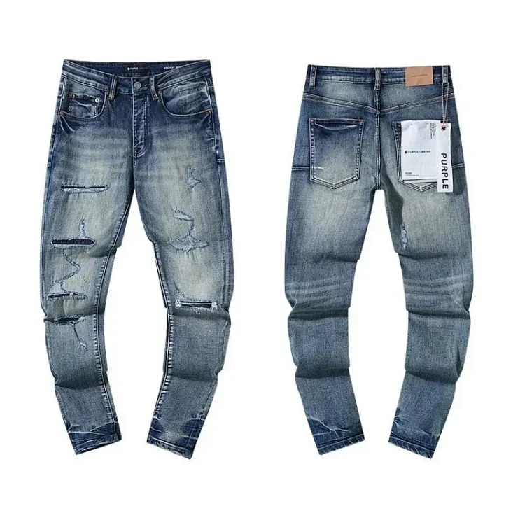 Cross-border European and American jeans retro ripped and handsome American style L-001