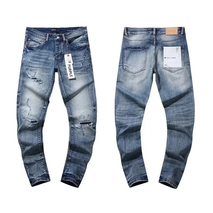 Cross-border European and American jeans retro ripped and handsome American style L-001