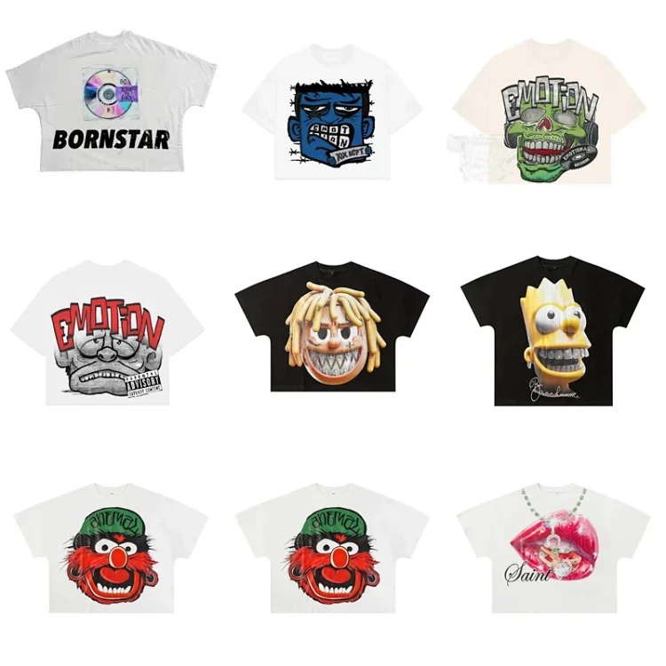 Mixed Emotion short-sleeved T-shirt men's and women's high street half-sleeve